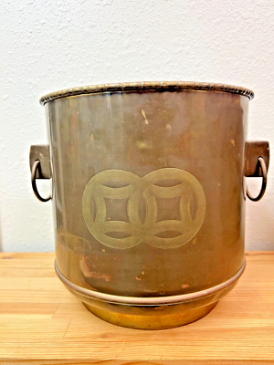 Large Pair of Oriental Vintage Brass Planter Pots 12" Tall | eBay