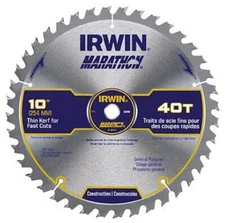 Irwin Industrial Tools 14070 10-Inch 40-Teeth Miter and Table Saw Blade