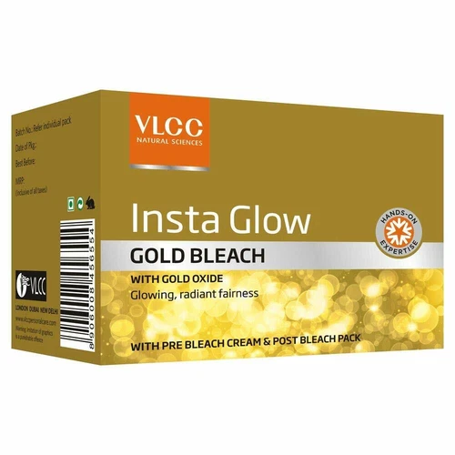 VLCC Insta Glow Gold Bleach, Glowing, Radiant Fairness 30 gm Free Shipping