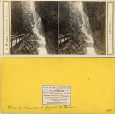 Stereo, A. Braun, Switzerland, spring of the baths, Tamina gorge vintage albumen st