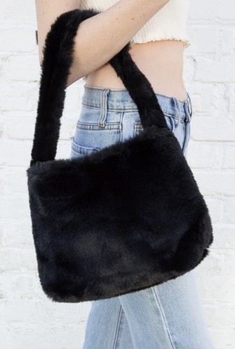 fluffy black tote bag