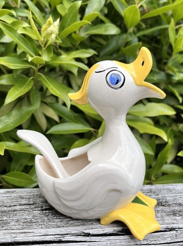 Vtg Anthropomorphic Bird Duck Condiment Dish Spoon Tail Kitschy RARE Cute Easter - Picture 2 of 12