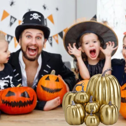 7pcs Christmas Simulated Pumpkin Glossy Paint Creative Reusable Foam Pumpkin - Picture 3 of 12