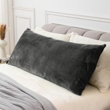 Pillow Cover with Zipper Closure, Super Soft and Cozy Fuzzy Body Dark Gray