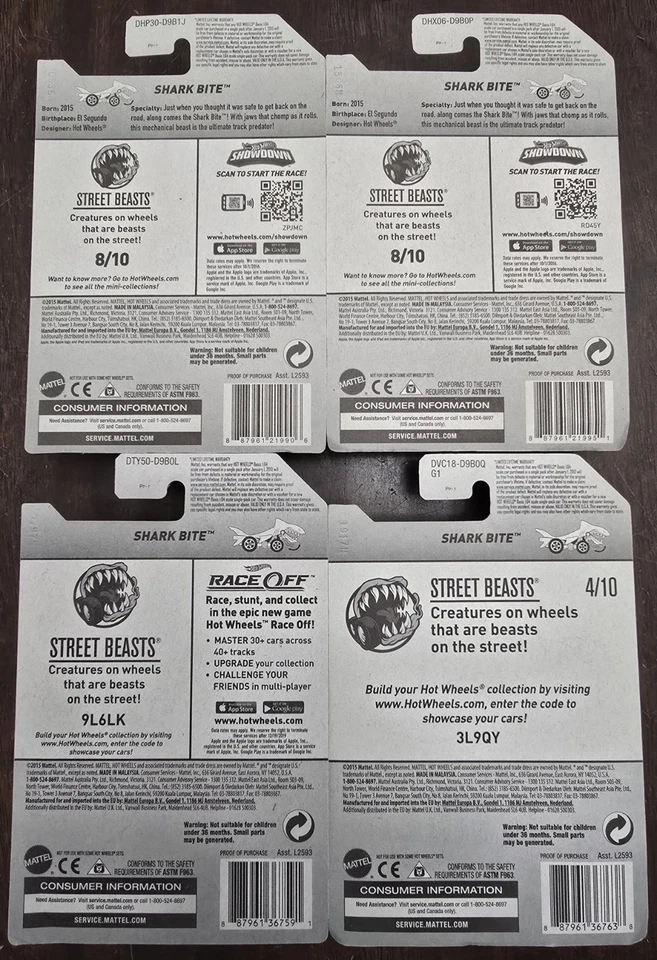 Hot Wheels 2016-25 Treasure Hunt Shark Bite & 2019 Sharkruiser Collection (11x) Foto 3 de 4