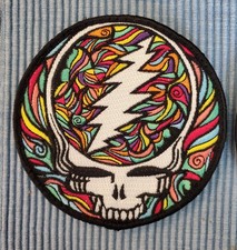 Grateful Dead Steal Your Face Stealie Embroidered hook and loop closure Patch 4"