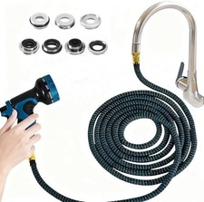 Indoor Sink Hose Attachment for Faucet - 50 FT Faucet Hose with 7 Adapters for