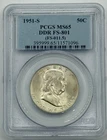 1951-S Franklin Half Dollar, PCGS MS65, DDR FS-801, Gem Variety Silver Coin.