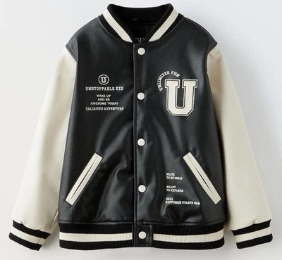 NEU ZARA JUNGEN PILOTENJACKE MIT FARBLICH ABGESETZTER STICKEREI-Gr.152