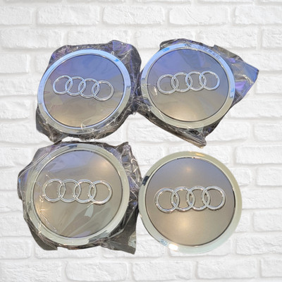 Set(4pcs) Audi 69MM Gray Chrome Wheel Rim Center Hub Caps Replacement 4B0601170A
