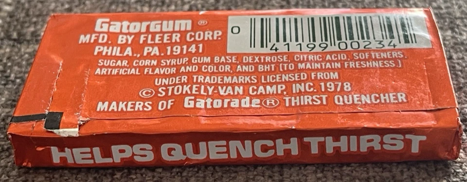 Goma de mascar Fleer Gatorgum Orange 1980 vintage sin abrir ¡Nuevo de Lote Antiguo!! Foto 4 de 4