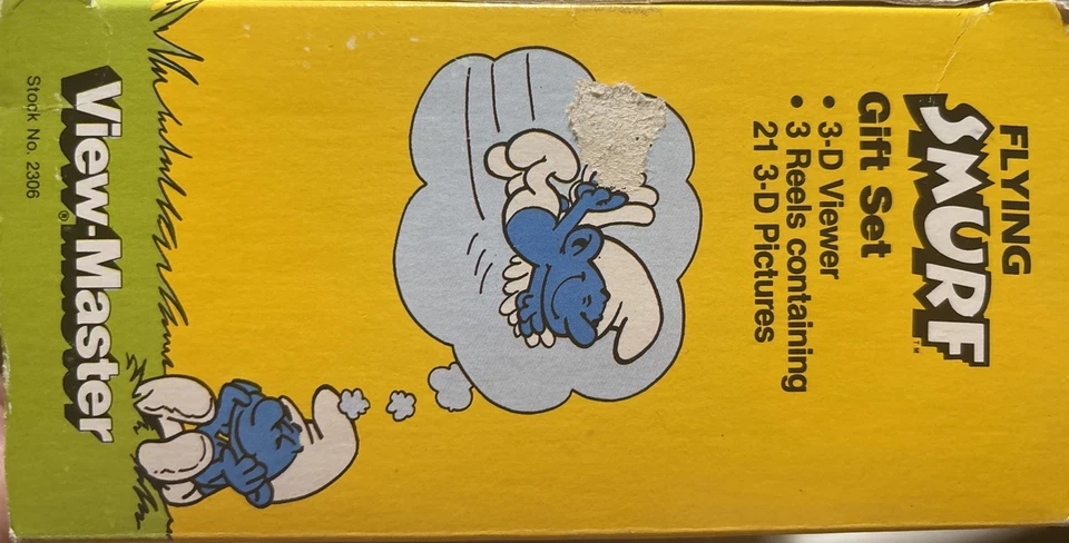 Conjunto de presente vintage View-Master Flying Smurf Nos lacrado 1982  - Imagem 3 de 4