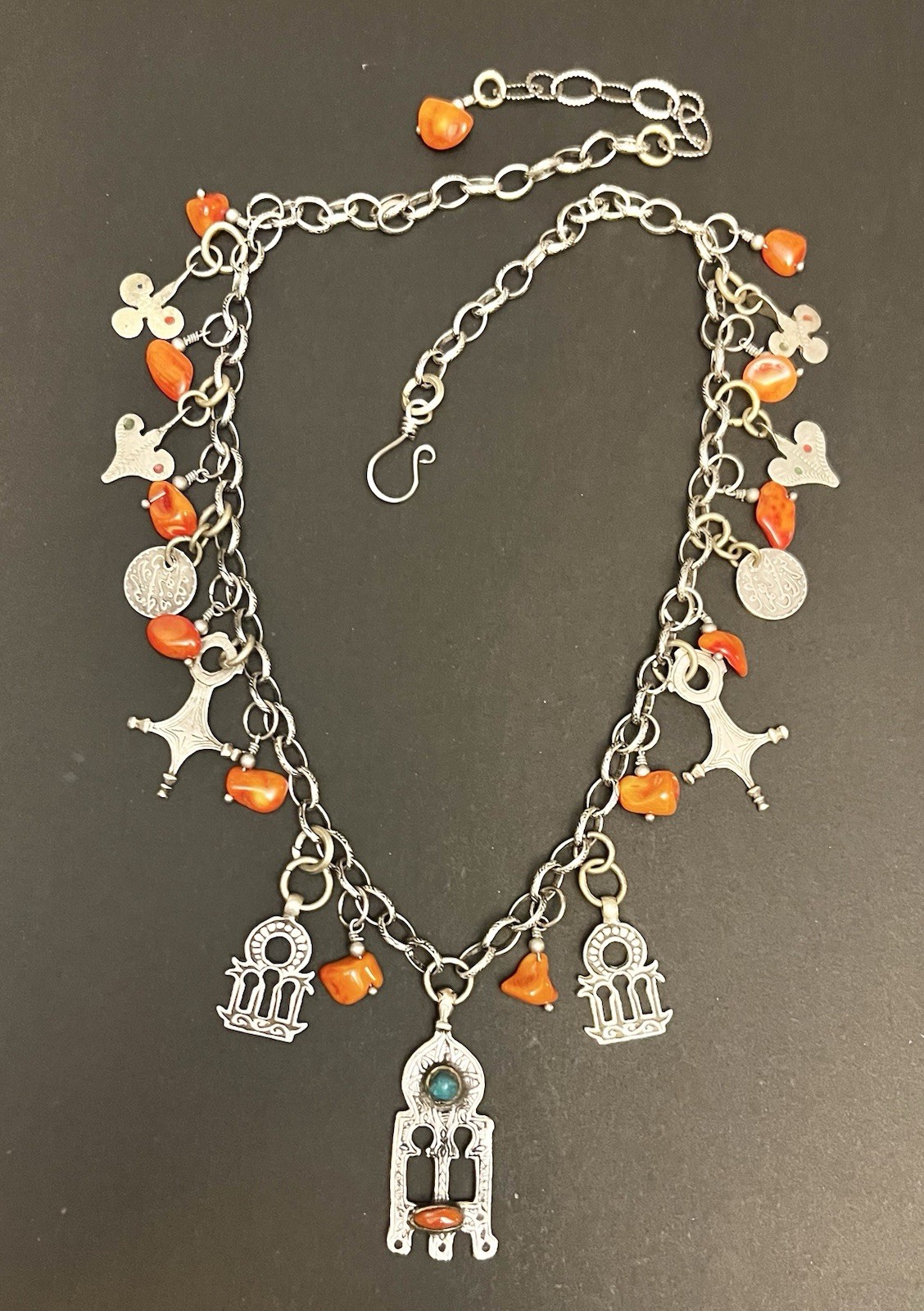 Gates of paradise berber Tuareg pendants, vintage coins & zinders Rolo Necklace.