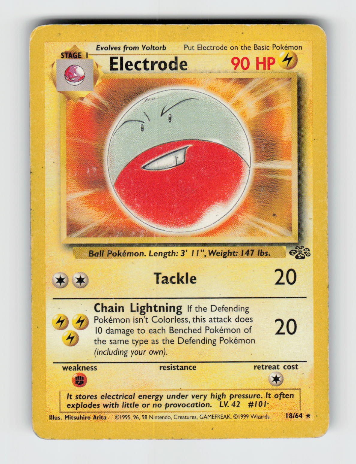 Electrode 18/64 Unlimited Rare Jungle Pokemon 1999 Heavily Played