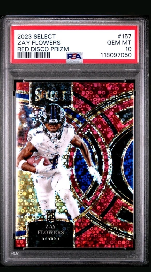 2023 Panini Select Zay Flowers Level Red Disco Prizm /49 #157 PSA 10🔥 Rookie 4A