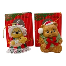 2 Vintage Jolly Jingles Caring Critter Chimes Bell Christmas Ornaments Bears 80s