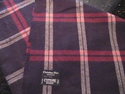 Christian Dior Monsieur Vintage Plaid Acrylic Cashmere Fringed
