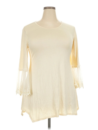 Origami by vivien Women Ivory Long Sleeve Blouse XXL