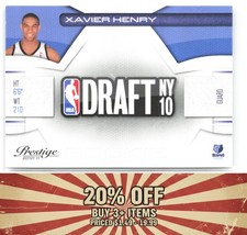 2010-11 Panini Prestige #12 SN /499 Xavier Henry NBA Draft Class Grizzlies