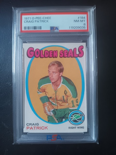 1971 O-Pee-Chee OPC Craig Patrick 184 RC HOF rookie card PSA 8 NM-MT
