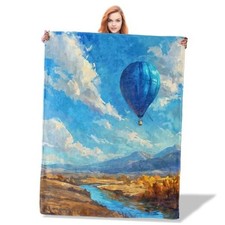 Throw Blanket for Women Girls Boys, Soft Flannel 50"x60" Hot Air Balloon