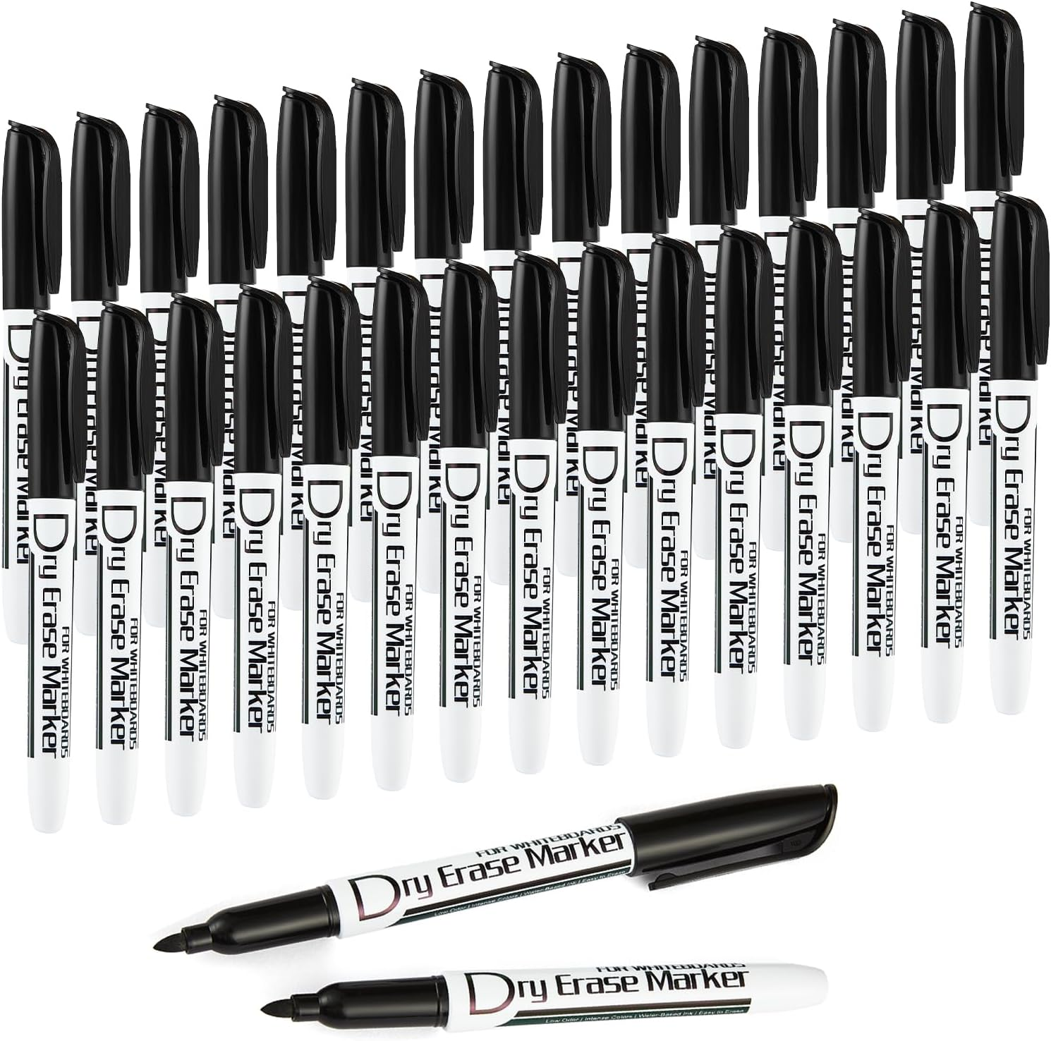 Black Whiteboard Pens Dry Erase Marker with Low Odour Fine Tip Pack of 30