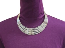 Stephan & Co Women's Statement Silver Plated Metal Choker Necklace NWT