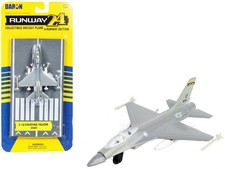 General Dynamics F 16 Fighting Falcon Fighter Aircraft Gray with Runway Section