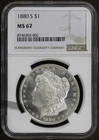 1880-S (MS67) Morgan Silver Dollar $1 NGC - Superb Gem