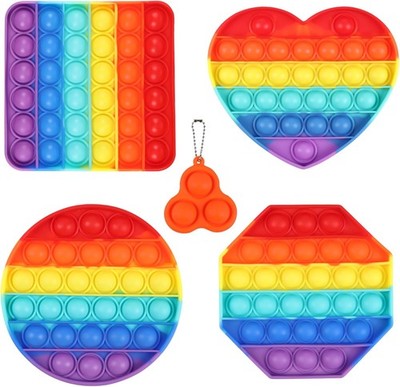 4 Packs Pop Toy, Poppit Set, Silicone Push-Pop Bubble Sensory Fidget It Toy,