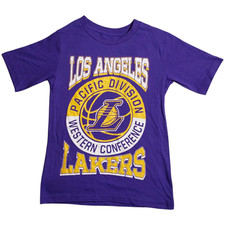 NBA Unisex Kids Size S 6/7 LA Lakes Purple/Gold Short Sleeve T-Shirt FREE S H
