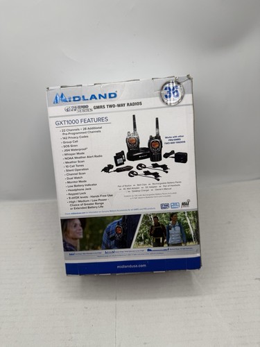 Midland GXT1000VP4 up to 36 Mile Two-way Radio, 2 Pack - New Sealed - Zdjęcie 2 z 4