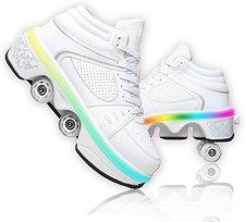 Walking Shoes Double Row Deform Wheel 2 in 1 Roller Skates With Light 10.5