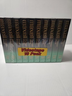 Maxell Premium Grade T-160 VHS Videotapes New Factory Sealed 10 Pack.