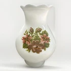 Vintage Milk Glass Chimney Lamp Ruffled Shade Floral Roses 3” Fitter 7” Tall