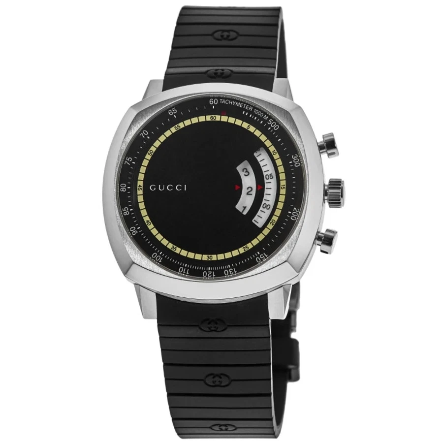 New Gucci Grip Black Dial Black Rubber Strap Men's Watch YA157301