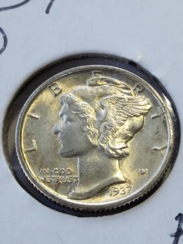 1937-D 10C Mercury Dime Full Bands BU