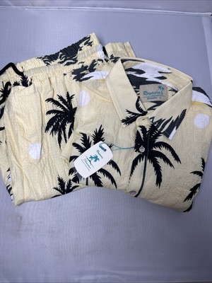 Royaura Mens Button-Down Shirt and Shorts Set Palm Tree Hawaii NWT XL Resortwear