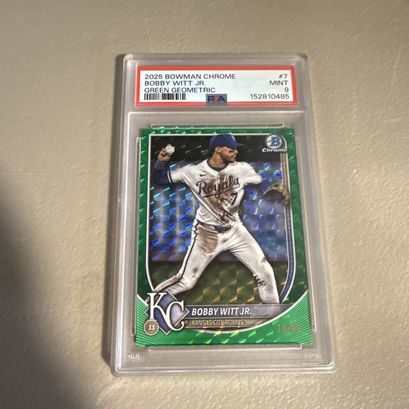 Bowman 2025 Bowman Chrome Bobby Witt Jr #7 Green Geometric /99 PSA 9 Royals