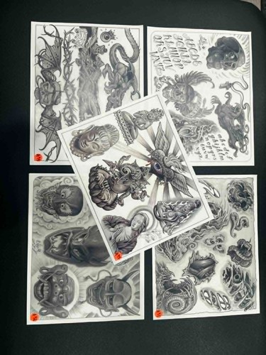 Vintage Aaron Bell  tattoo flash 2001