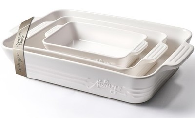 Ceramic Baking Dish Set, 3-Piece Casserole Dishes for Oven, 9×13, White 