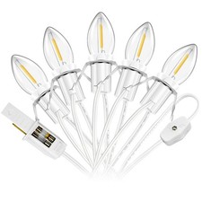 Christmas Village Lights with 5 LED Bulbs, 9ft Accessory Cord with C7 LED Lig...