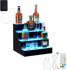 LED Lighted Liquor Bottle Display, 4-Step 16 in Lighted Liquor Bottle Shelf for 