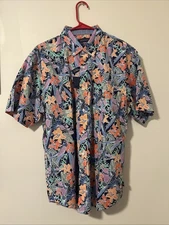 NWT Crown & Ivy Classic Fit Motion Flex Hawaiian Short Sleeve Button Down Size L