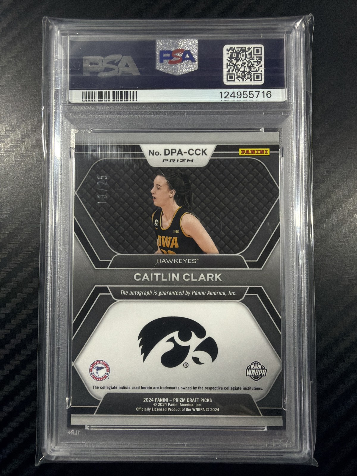 2024 Panini Prizm Draft Picks Caitlin Clark Rookie Auto Prizm Mojo #/25 RC SSP view 2