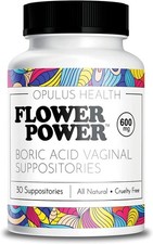 Flower Power Vegan Boric Acid Suppositories - 30 30 Count Pack of 1 