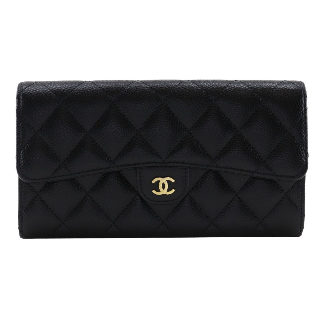 Chanel Matelasse Classic Long Flap Wallet in Caviar Skin for Women AP0241
