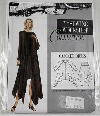 The Sewing Workshop Cascade Dress Sewing Pattern Size 8 10 12 14 16 18 20 UC OOP