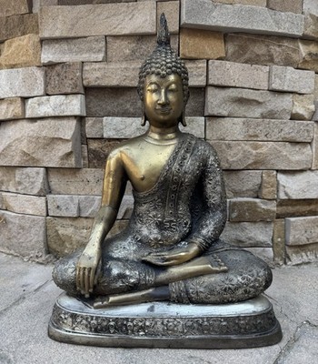 Bronze 2 Tone Thai Shakyamuni Buddha Statue 12  Earth Touch Enlightenment 7.5lbs