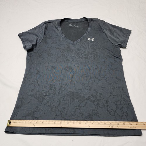 Under Armour Women's Heatgear Dark Gray Pattern Shirt Size Large Short Sleeve - Picture 6 of 9